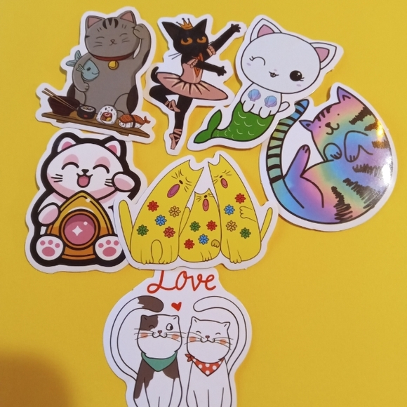 Bundle of 6 Cat Stickers - Picture 1 of 8